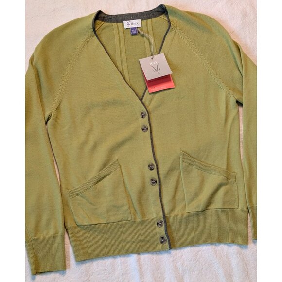 Ibex Cardigan Women's NWT Green Cashmere Wool Knit Sweater Size Small - Picture 1 of 12